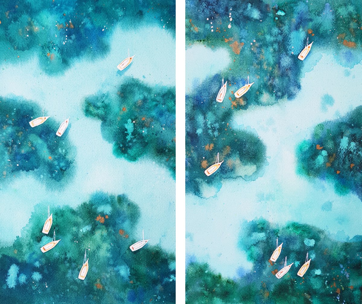 Mediterranean Seascape with yachts #4_14 by Svetlana Lileeva