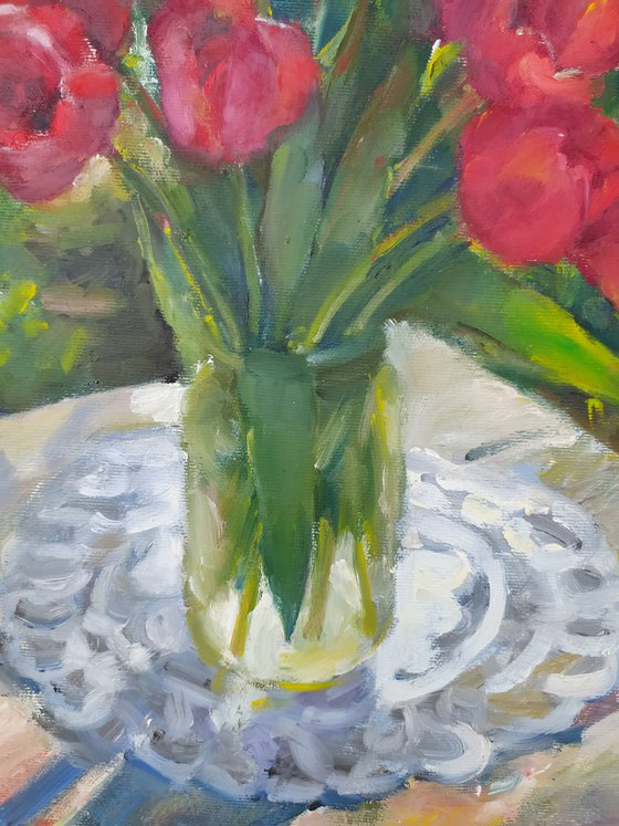 Tulips on a table