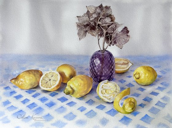 Blue and yellow still life