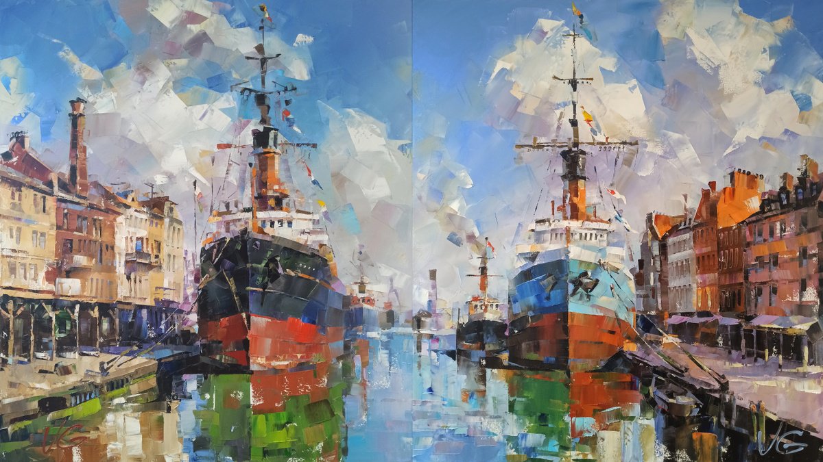 BETWEEN TWO SHORES diptych by Volodymyr Glukhomanyuk