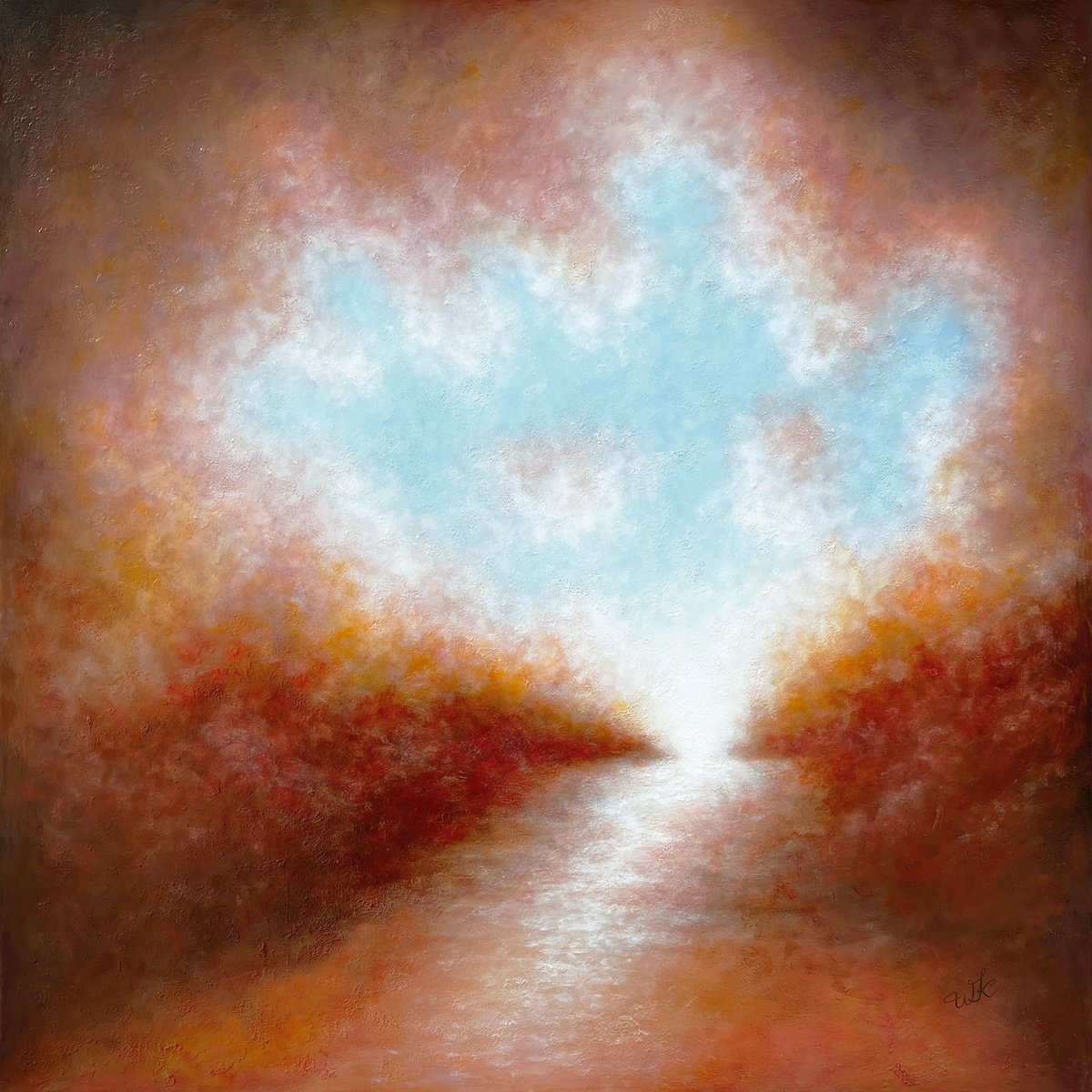 Impressionistic Landscape Oil Painting By Waldemar Kaliczak, 39 X 39", Clearence In The Sky Ii, Original Artwork