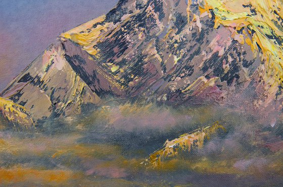 Everest sunrise oil painting