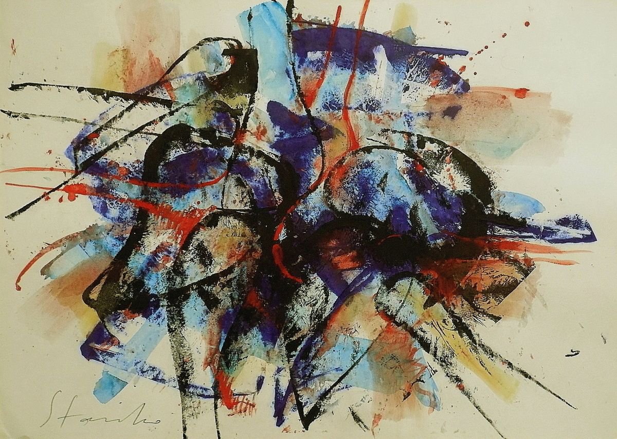 Abstract Acrylic Painting By Stanislav Bojankov, 28 X 20", Caprice-I(Paganini), Original Artwork