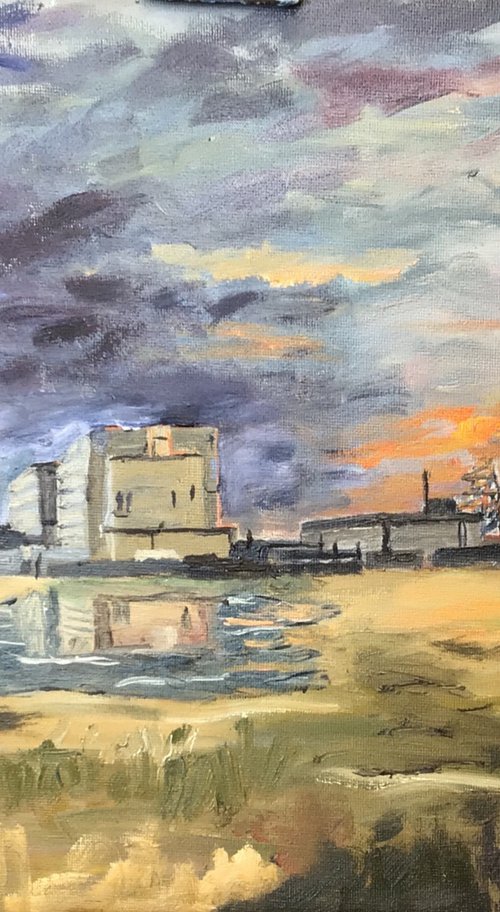 Dungeness Kent, an original oil painting by Julian Lovegrove Art