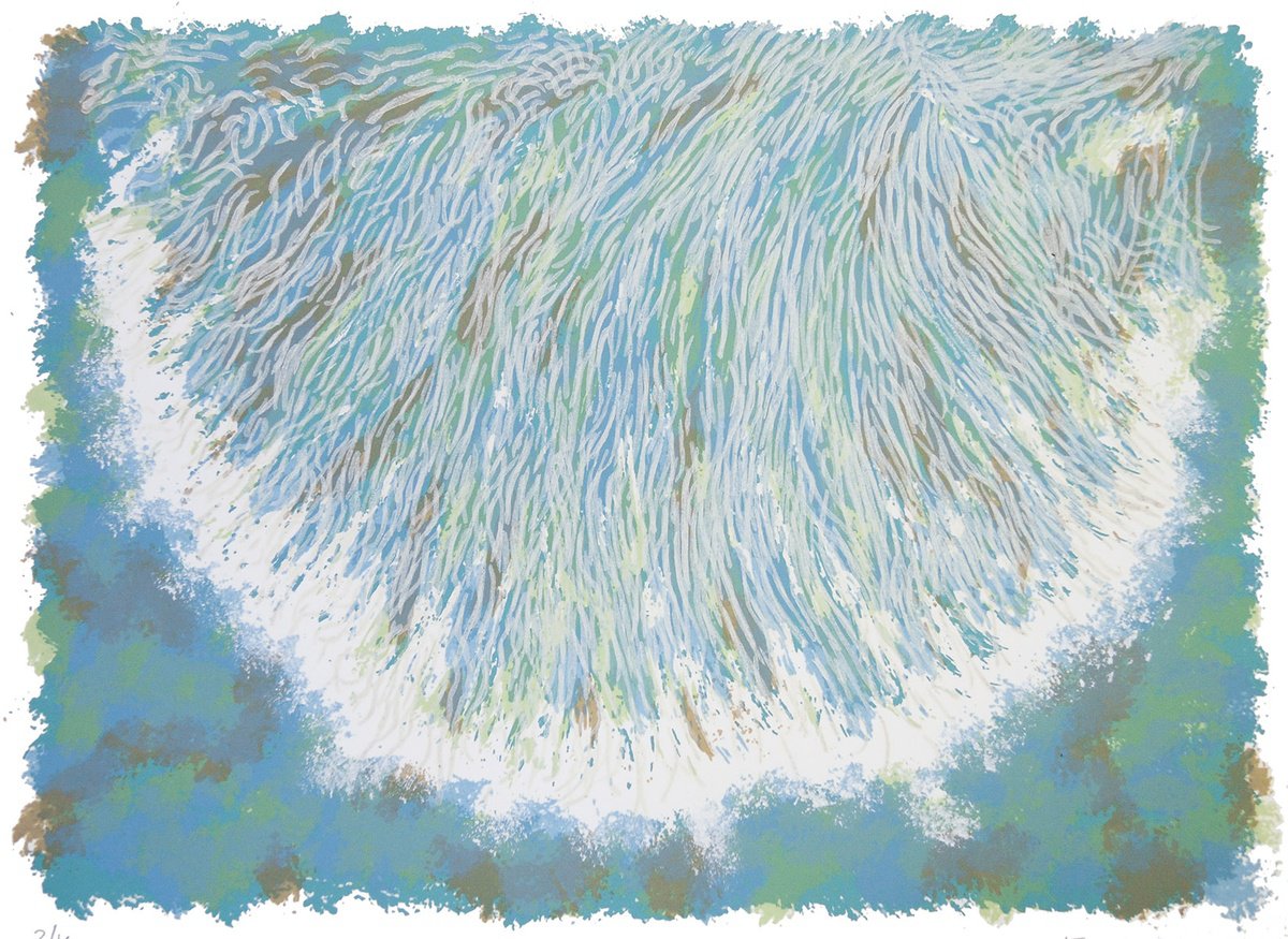 Graphic Landscape Screenprint By Francis Stanton, 15 X 11, Wave, Original Artwork