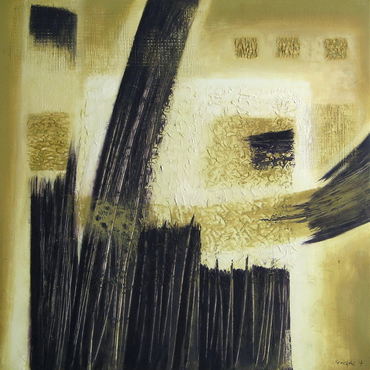 Olive green and black abstraction 2 by Evgen Semenyuk
