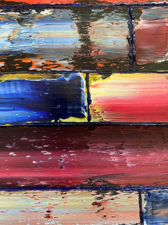 "Inseparable" - Save As A Series - Original PMS Sculptural Oil Painting Assemblage Diptych On Circular Wooden Panels - 79 x 24 inches