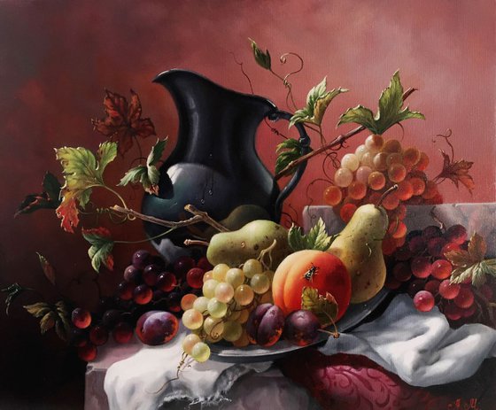 Still life with plums