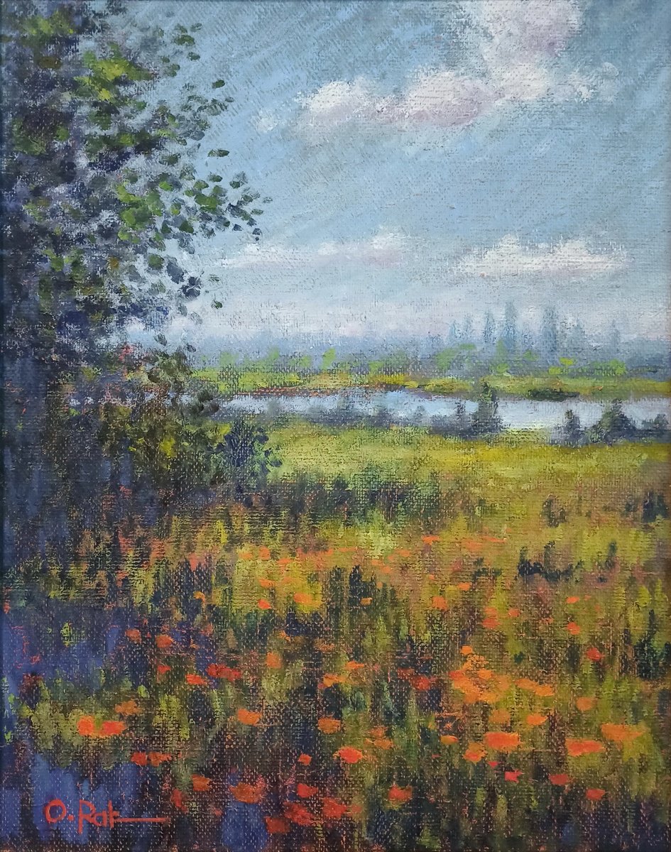 Impressionistic Landscape Oil Painting By Oleh Rak, 16 X 20", June, Original Artwork