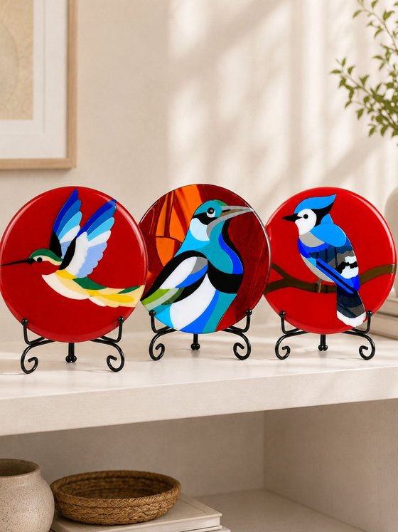 Raven Fused Glass Art