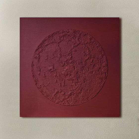 "Burgundy Moon" Burgundy abstract textured