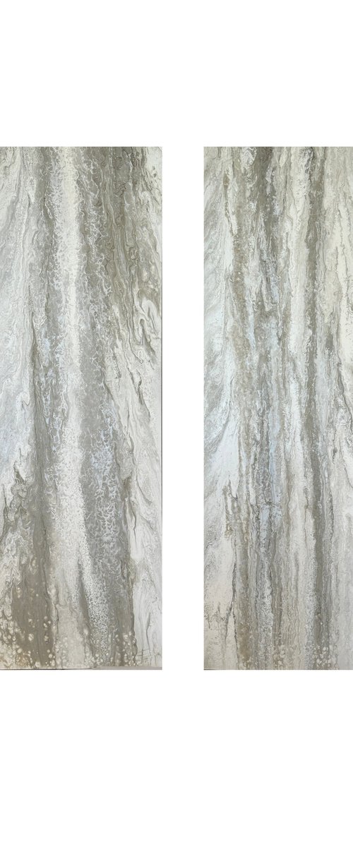 Voile — Neutral Abstract Diptych by Kseniia Turik