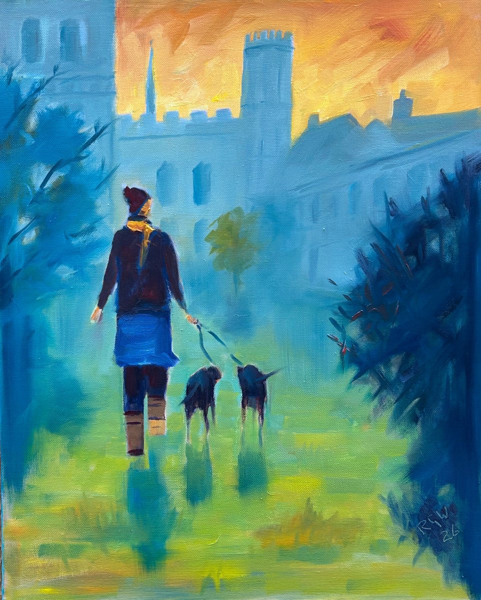 Early Morning Dog Walk By Robert Wells, 16 X 20, Artwork For Sale On Artfinder
