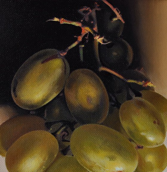 Still life with grapes , Original oil on canvas painting