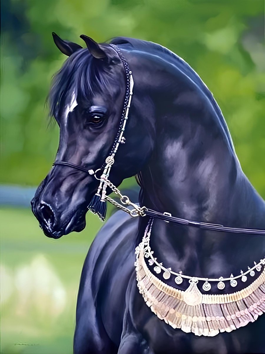Photorealistic Animal Oil Painting By Edel Alonso Bello, 24 X 31, Black Arabian, Original Artwork