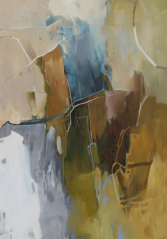 "Melody 2" Brown teal gray abstract art
