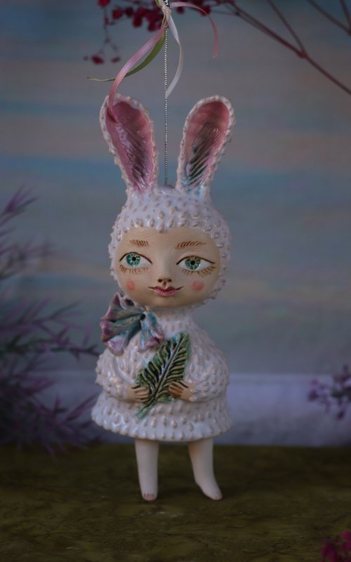 Hanging artwork. Snow rabbit by Elya Yalonetski