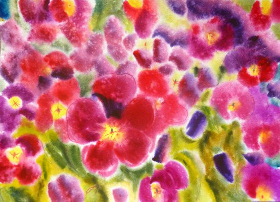 Pansies, watercolor 42x30 cm