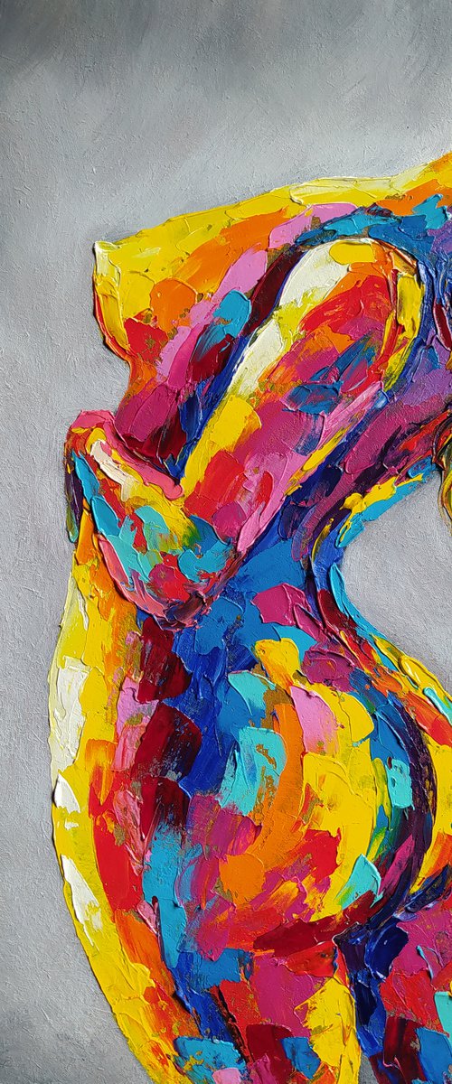 Flexure - woman body, nude, erotic, body, woman, oil painting, gift for him, gift for man, nu by Anastasia Kozorez