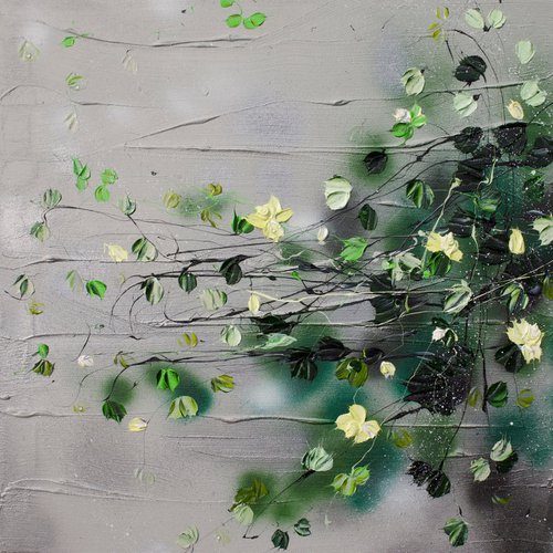 “After Rain III” textured floral artwork by Anastassia Skopp