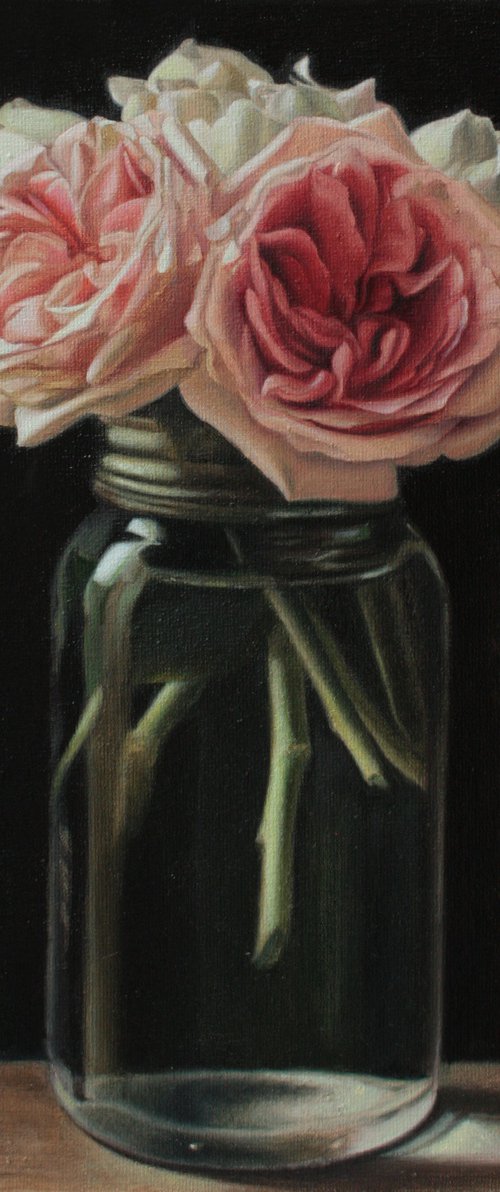 small bouquet of roses on a black background by Julia Diven