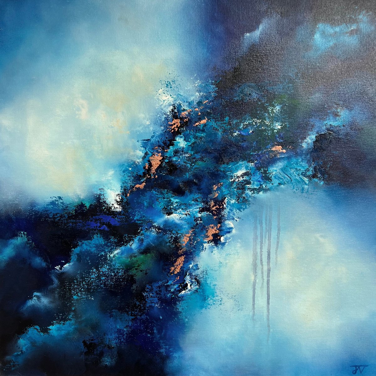 Organic Abstract Oil Painting By Jaimie Volkaerts, 20 X 20, As Time Goes By, Original Artwork