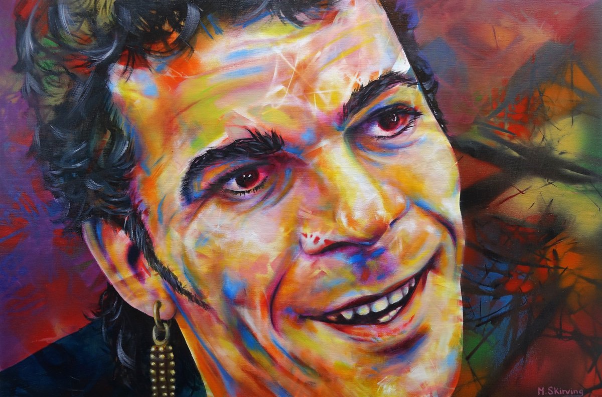 Expressive Portrait Oil Painting By Mark Antony Skirving, 30 X 20", Ian Dury, Original Artwork
