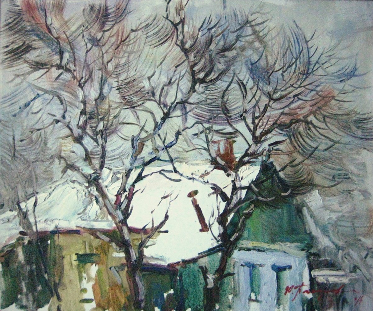 Winter landscape house snow by Yuliia Pastukhova