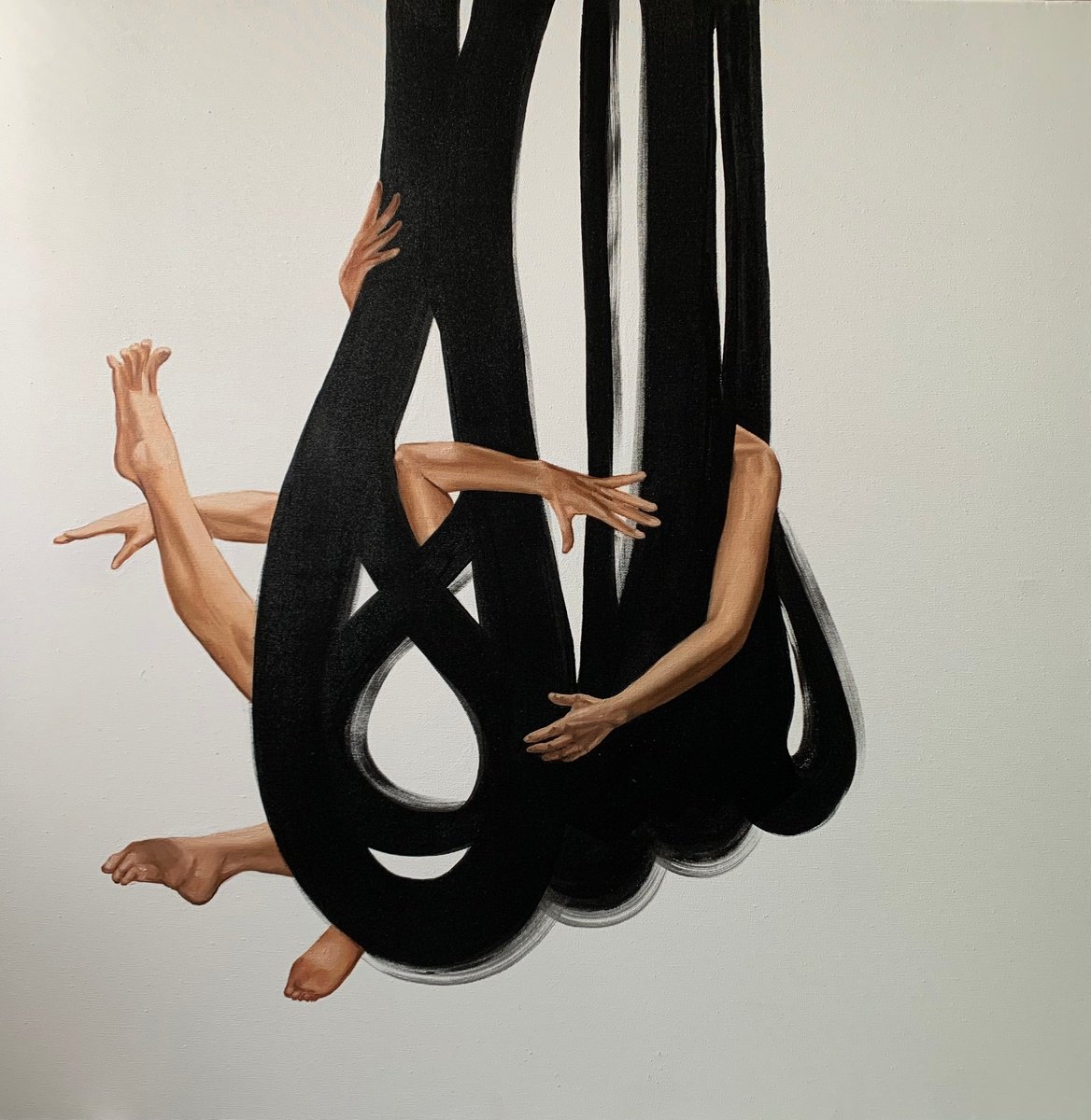 Expressive Portrait Oil Painting By Anzhelika Klimina, 39 X 39, Weave, Original Artwork