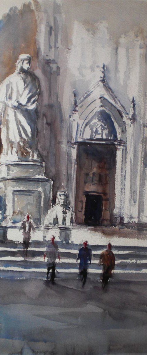 Santa Croce square - Dante's statue by Giorgio Gosti