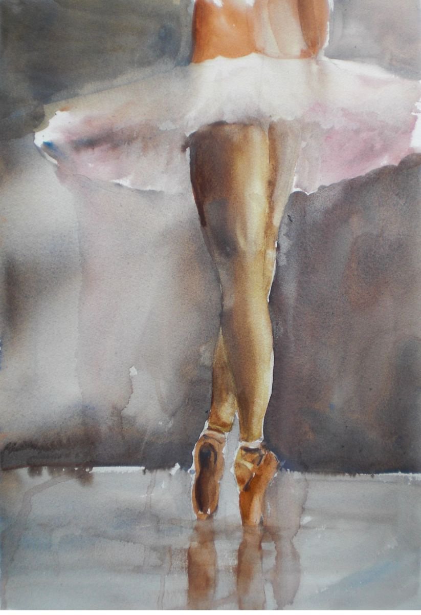 Expressive Portrait Watercolour By Giorgio Gosti, 13 X 19, Legs, Original Artwork