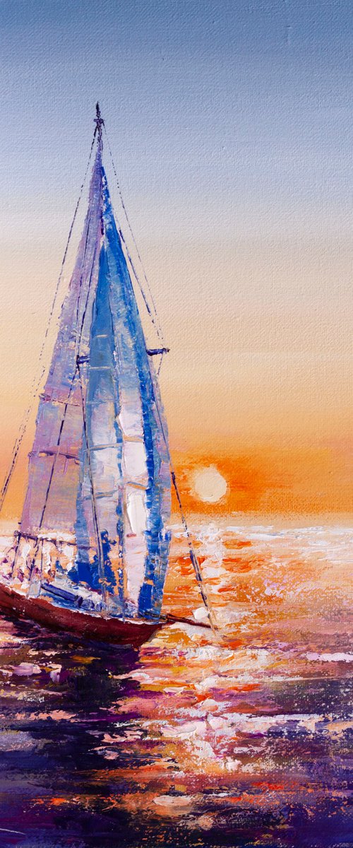 Red sailboat by Aleksandr Neliubin