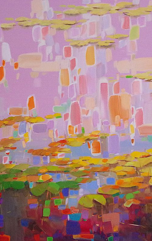 Waterlilies, Large Original oil Painting, Portrait Orientation,  Impressionism, Handmade artwork, One of a Kind by Vahe Yeremyan