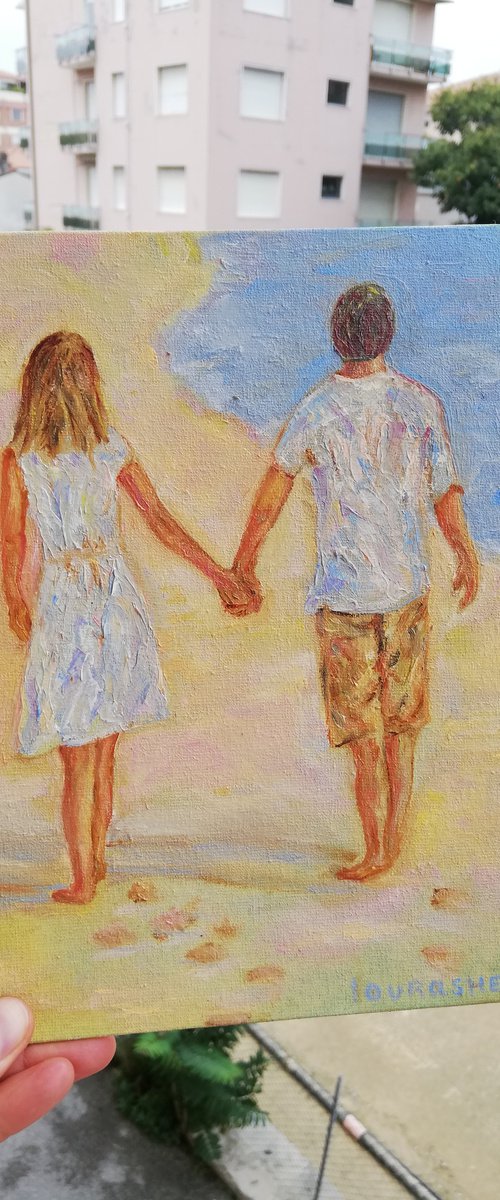 "Family Life" Original Oil Painting on Canvas Board 9x7"(18x24 cm) by Katia Ricci