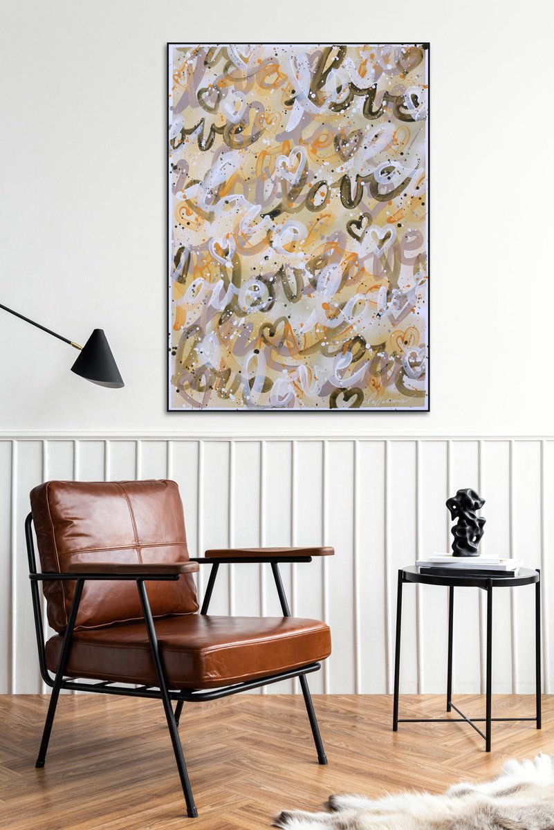 Urban And Pop Acrylic Painting , Love Love 28 By Isabelle Pelletane, 20 X 28, Artwork For Sale On Artfinder