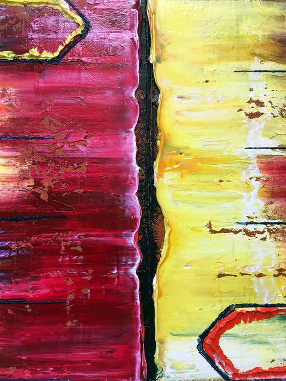 "All Roads Lead Here" - FREE USA SHIPPING + Special Price - Original PMS Abstract Oil Painting On Canvas - 36" x 12"