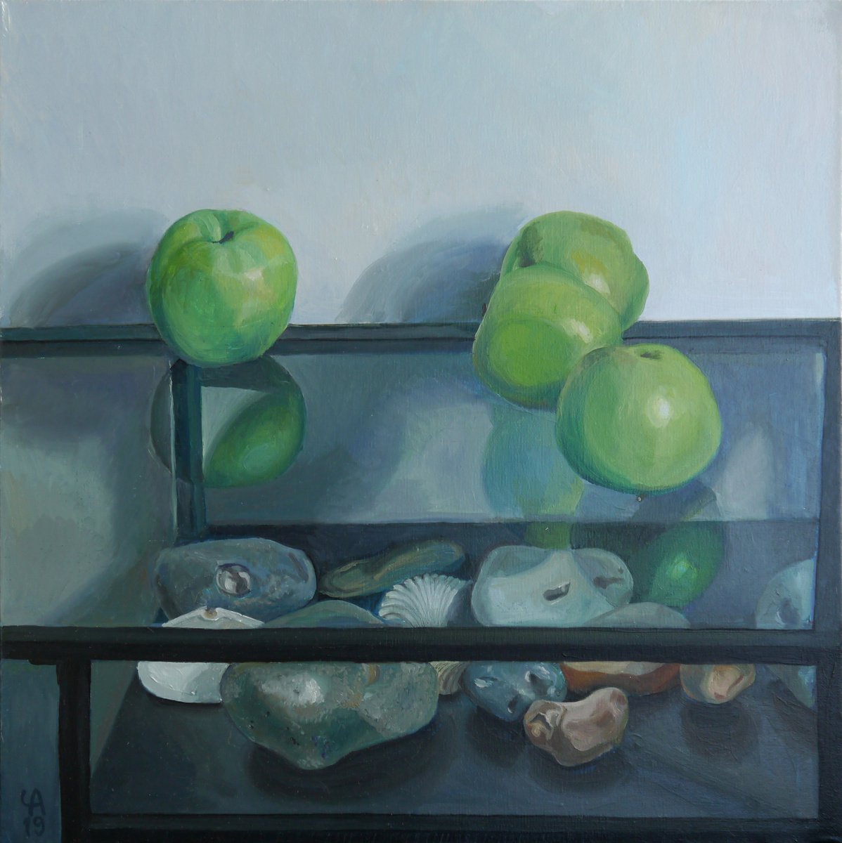 Oil Painting , Apples And Stones By Anastasia Chernysheva, 20 X 20, Artwork For Sale On Artfinder