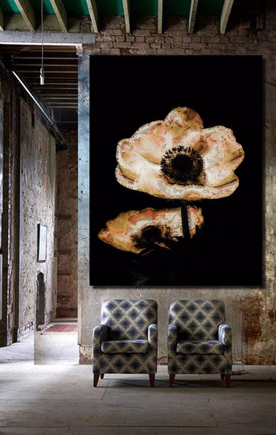 Tres flores blanca/XL large original artwork