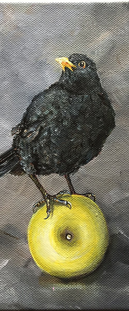Black bird with apple by Lena Smirnova