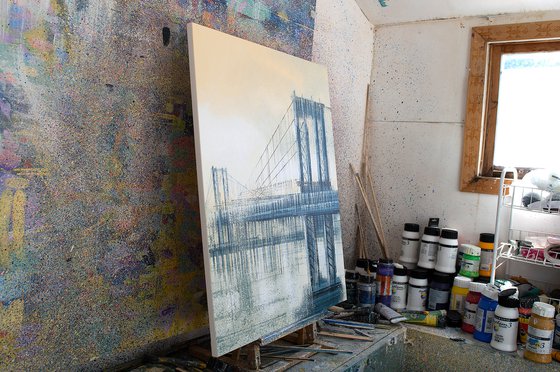 New York - The Manhattan Bridge At Dusk