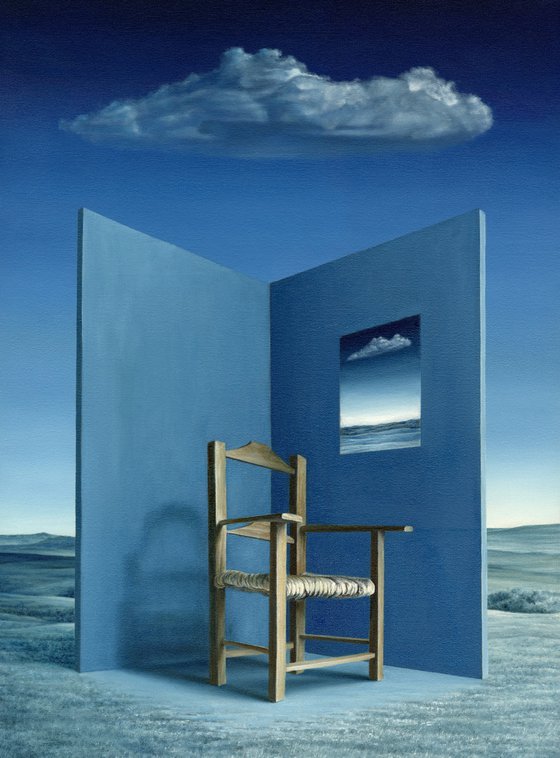 An Invitation (surreal landscape with chair and cloud)