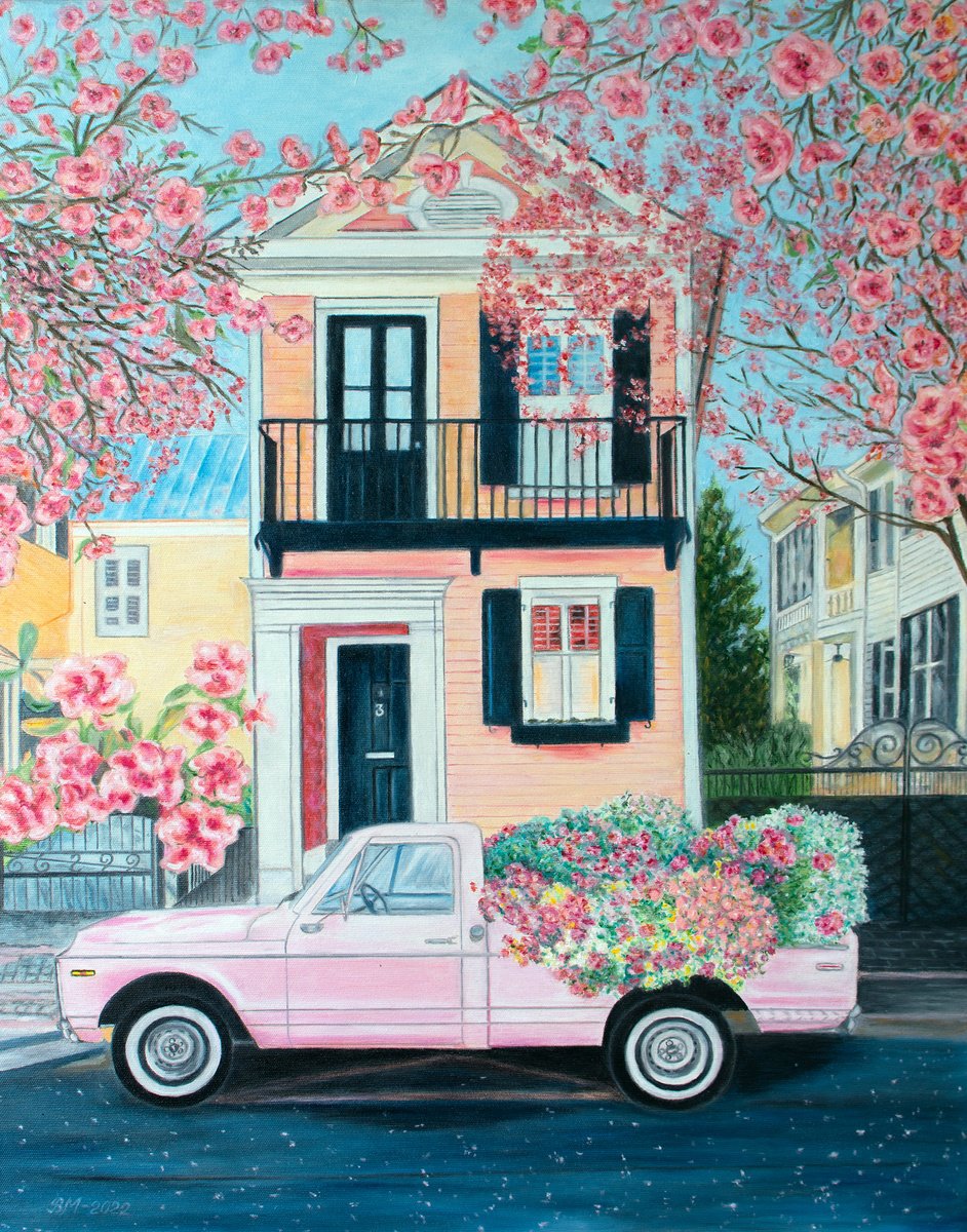 Spring came by Vera Melnyk - (Cityscape oil painting, Modern Home Decor, gift) by Vera Melnyk