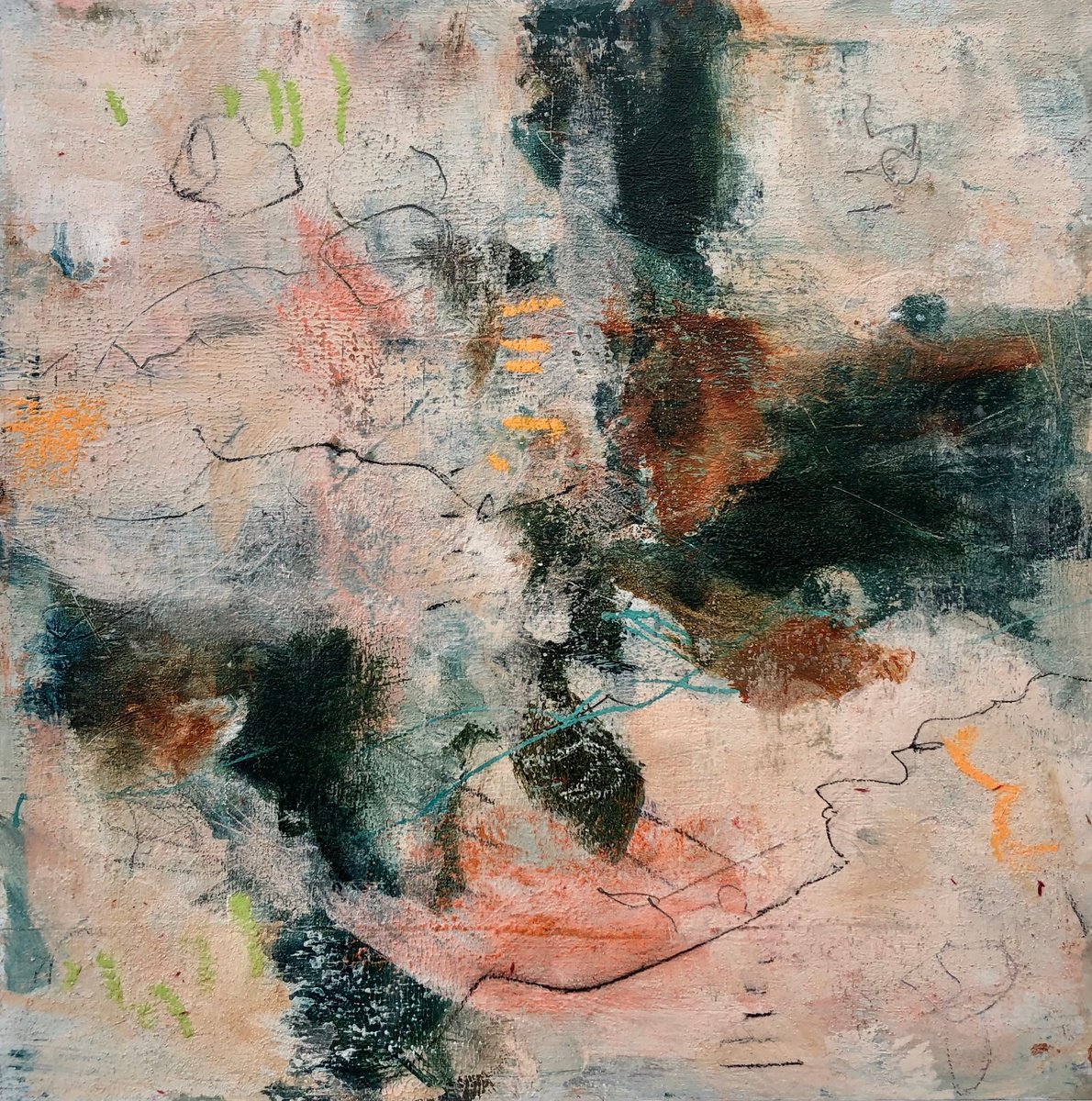 Organic Abstract Acrylic Painting By Alexandra Jagoda (Ovcharenko), 12 X 12, Sands Of Serenity, Original Artwork