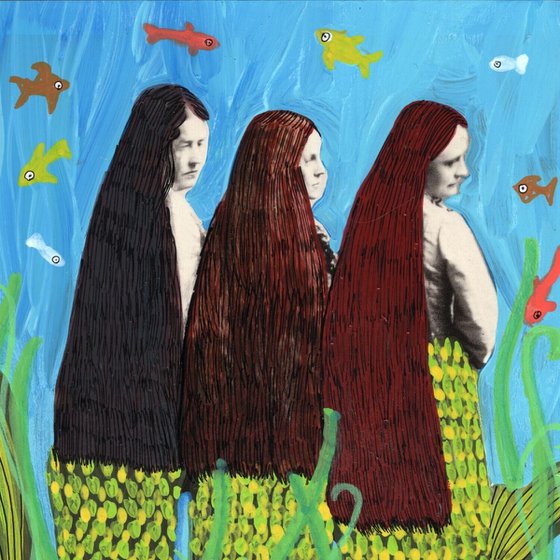 3 Pretty Mermaids Original Acrylic Painting