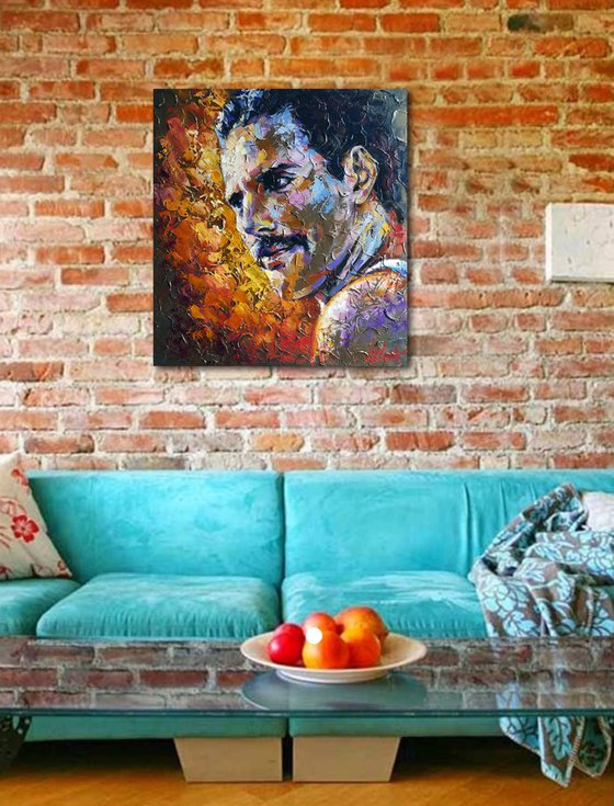 Freddie Mercury Painting, Queen original oil art, portrait