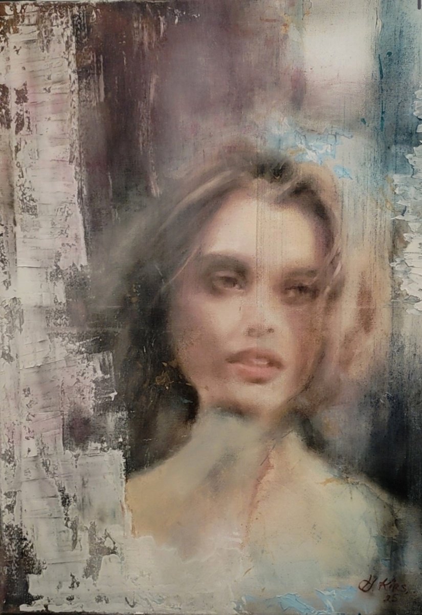 Impressionistic Portrait Oil Painting By Yuliia Kyrsanova, 20 X 28", My Birch, Original Artwork