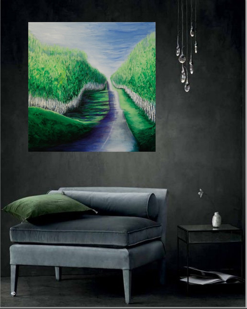 Abstract Landscape Acrylic Painting By Danijela Dan, 31 X 31, After Rain Ii, Original Artwork