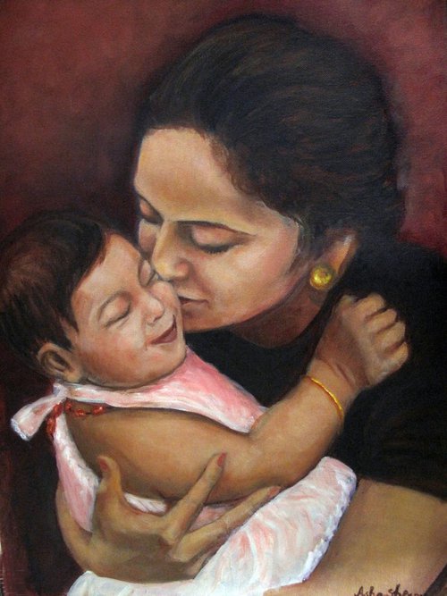 The Caress- Mother and Child by Asha Shenoy