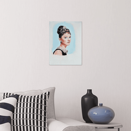 portrait of Audrey Hepburn, Breakfast at Tiffany, portrait, oil painting Audrey Hepburn, Audrey Hepburn art