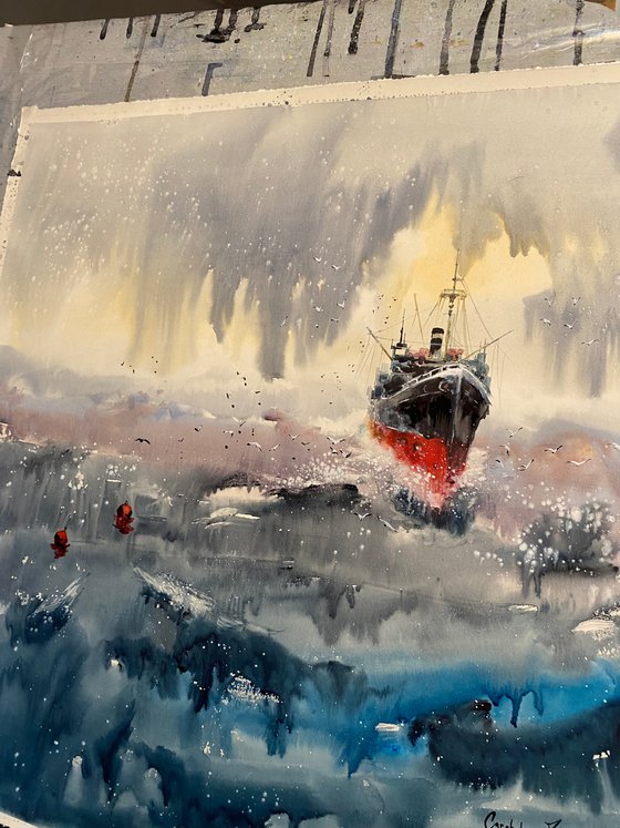 Watercolor "Almost to destination” gift For Him